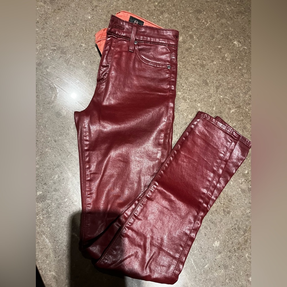 AG Adriano Goldschmied Farrah Skinny Leather Look Ankle High Rise Jeans 24